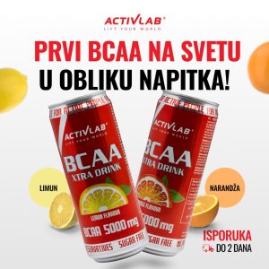 Activlab BCAA Xtra Drink, osvežavajući napitak sa 5000 mg BCAA, ukusi limun i narandža, limenka 330ml.