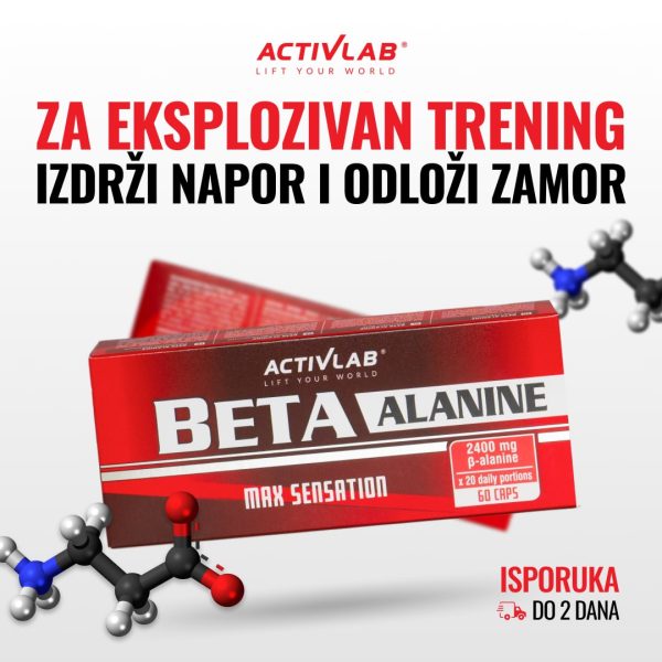 Activlab Beta Alanine pakovanje od 60 kapsula, dodatak ishrani za izdržljivost i odlaganje umora tokom intenzivnog treninga.