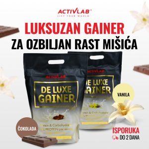 Activlab De Luxe Gainer, visokokalorični gainer za rast mišićne mase, ukusi čokolada i vanila, pakovanje 3000g.
