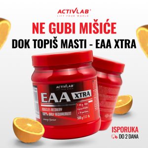 Activlab EAA Xtra, pakovanje 500g, esencijalne aminokiseline za očuvanje mišićne mase tokom dijete sa citrusnim ukusom.