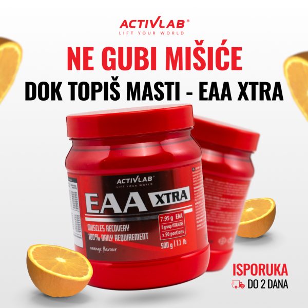 Activlab EAA Xtra, pakovanje 500g, esencijalne aminokiseline za očuvanje mišićne mase tokom dijete sa citrusnim ukusom.