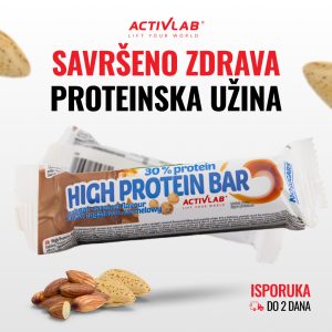 Activlab High Protein Bar, proteinska čokoladica sa 30% proteina, ukus nugat-kikiriki, idealna za zdravu užinu i oporavak mišića, pakovanje 46g.