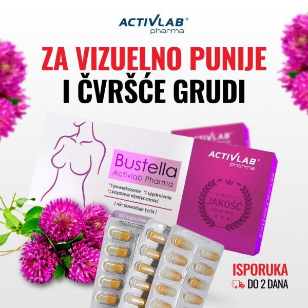 Activlab Bustella dodatak ishrani za čvršće i punije grudi, pakovanje od 60 kapsula.