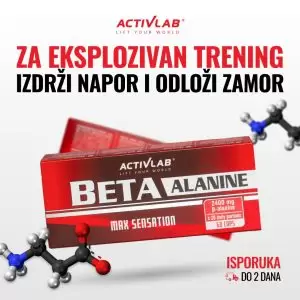 Activlab Beta Alanine pakovanje od 60 kapsula, dodatak ishrani za izdržljivost i odlaganje umora tokom intenzivnog treninga.