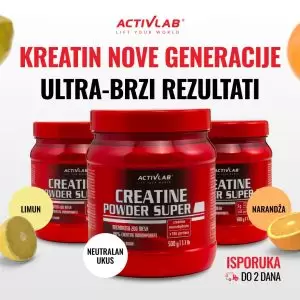 Activlab Creatine Powder Super, pakovanje 500g, kreatin nove generacije za povećanje snage i izdržljivosti, ukusi limun, narandža i neutralni.